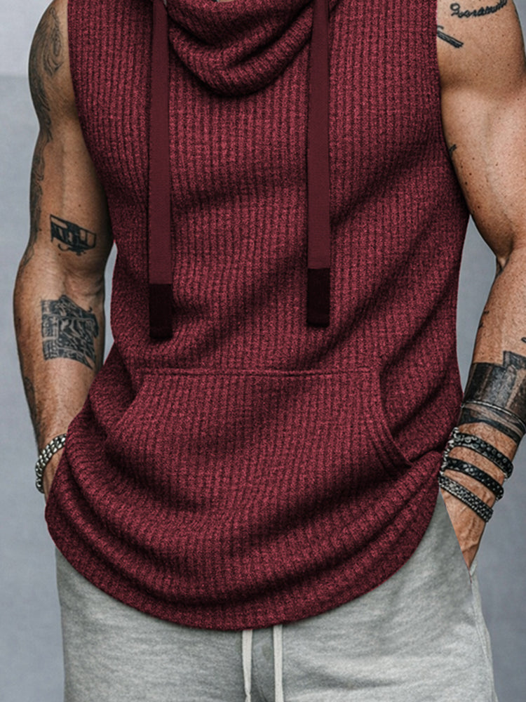 Sporty Hooded Knit Tank Top