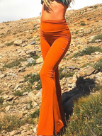 Velvet Bell Bottoms High Waist Flares Festival Clothing Solid Velvet Stretchy Pants