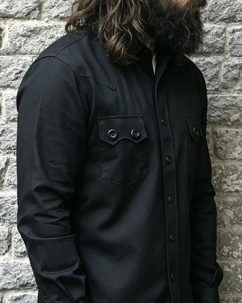 Vintage Vintage Black Western Dual Chest Pocket Cargo Shirt