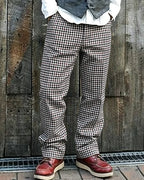 Vintage Burgundy Black Houndstooth Straight©\Leg Trousers