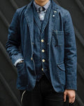 Retro Denim Multi-pocket Casua Blazer