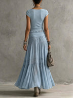 Casual Bohemian Short-sleeve T-shirt And Skirt Two-piece Set