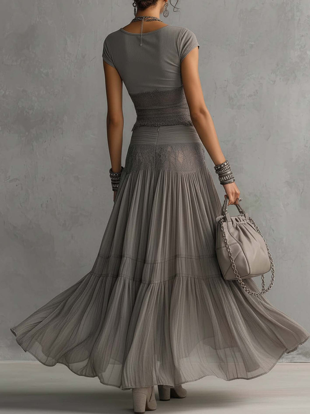 Casual Bohemian Short-sleeve T-shirt And Skirt Two-piece Set