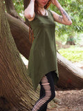 Tribal Asymmetric Drawstring Tank Top