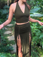 Boho Maxi Skirt: Stretchy, Yoga, Bellydance, Handmade, Ritual, Burning Man, Festival Outfit