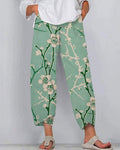Japanese Art Plum Blossom Branches Casual Pants