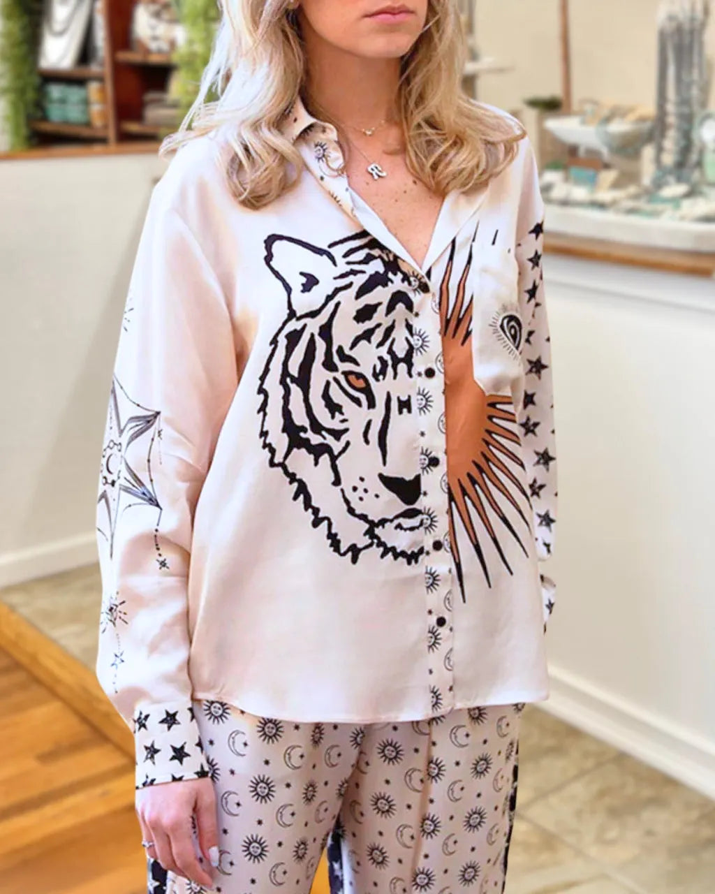 Tiger Star Sun Satin Blouse
