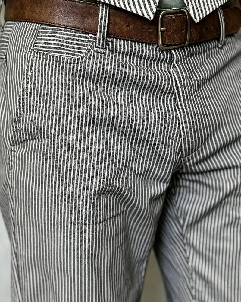 Vintage Hickory Stripe Relaxed Straight©\Leg Cargo Pants