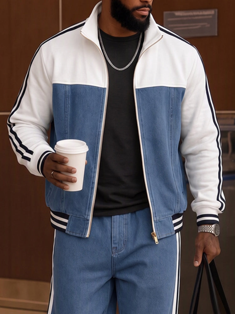 Modern Faux Denim Contrast 100% Cotton Set