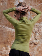 Yoga Wrap Top with Long Sleeves, Women's Blouse with Cowl, Alternative Clothing