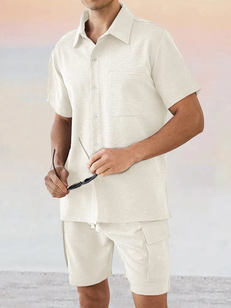 Leisure Texture 2-Piece Shirt Set