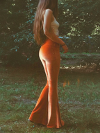 Velvet Bell Bottoms High Waist Flares Festival Clothing Solid Velvet Stretchy Pants