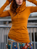 Tribal Cowl Neck Hooded Slim-Fit Long Sleeve Top