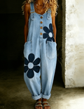 Floral Art Print Vintage Jumpsuit