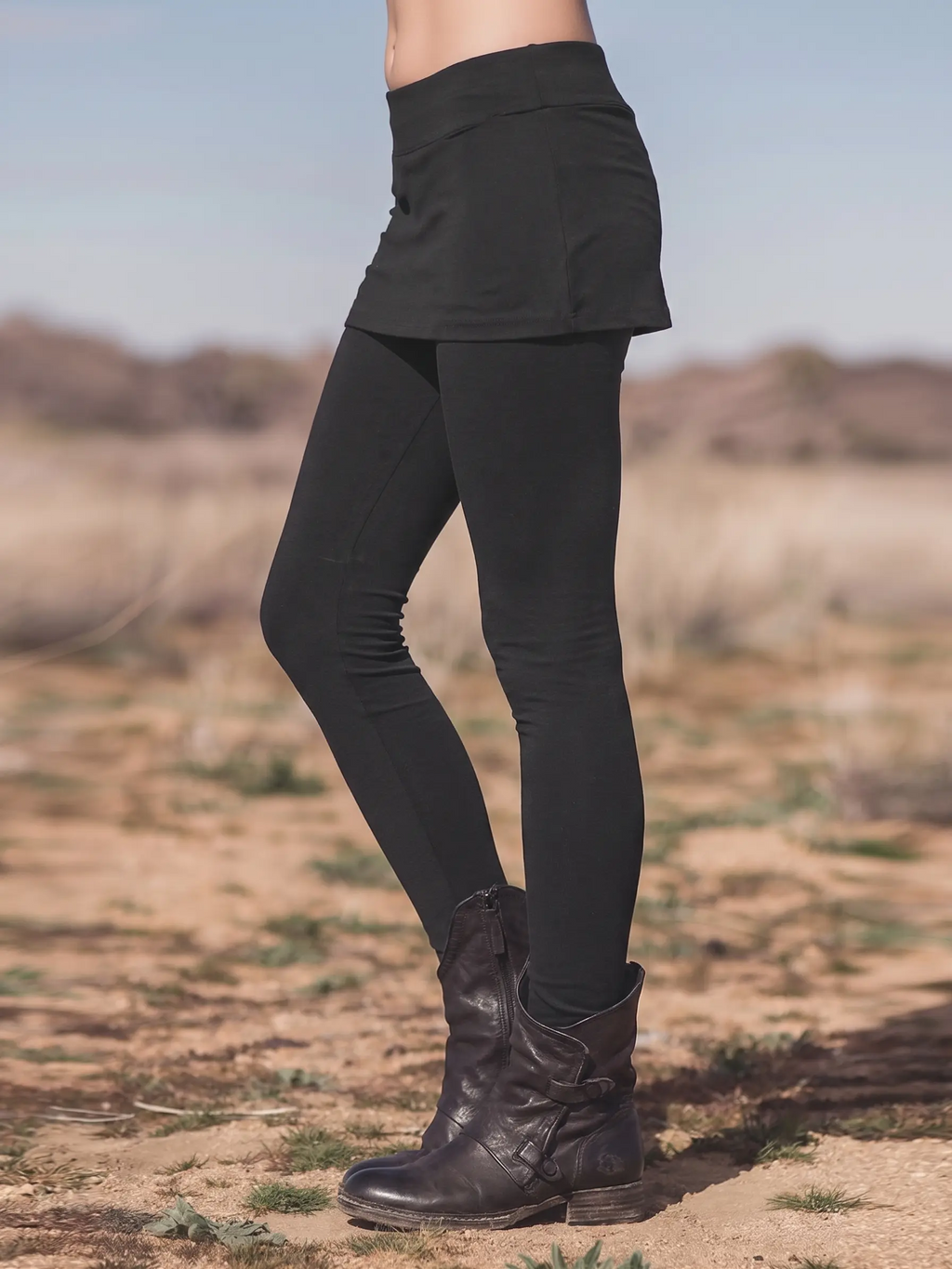 Faux Two-Piece Skirt Integrated Slim Fit Leggings