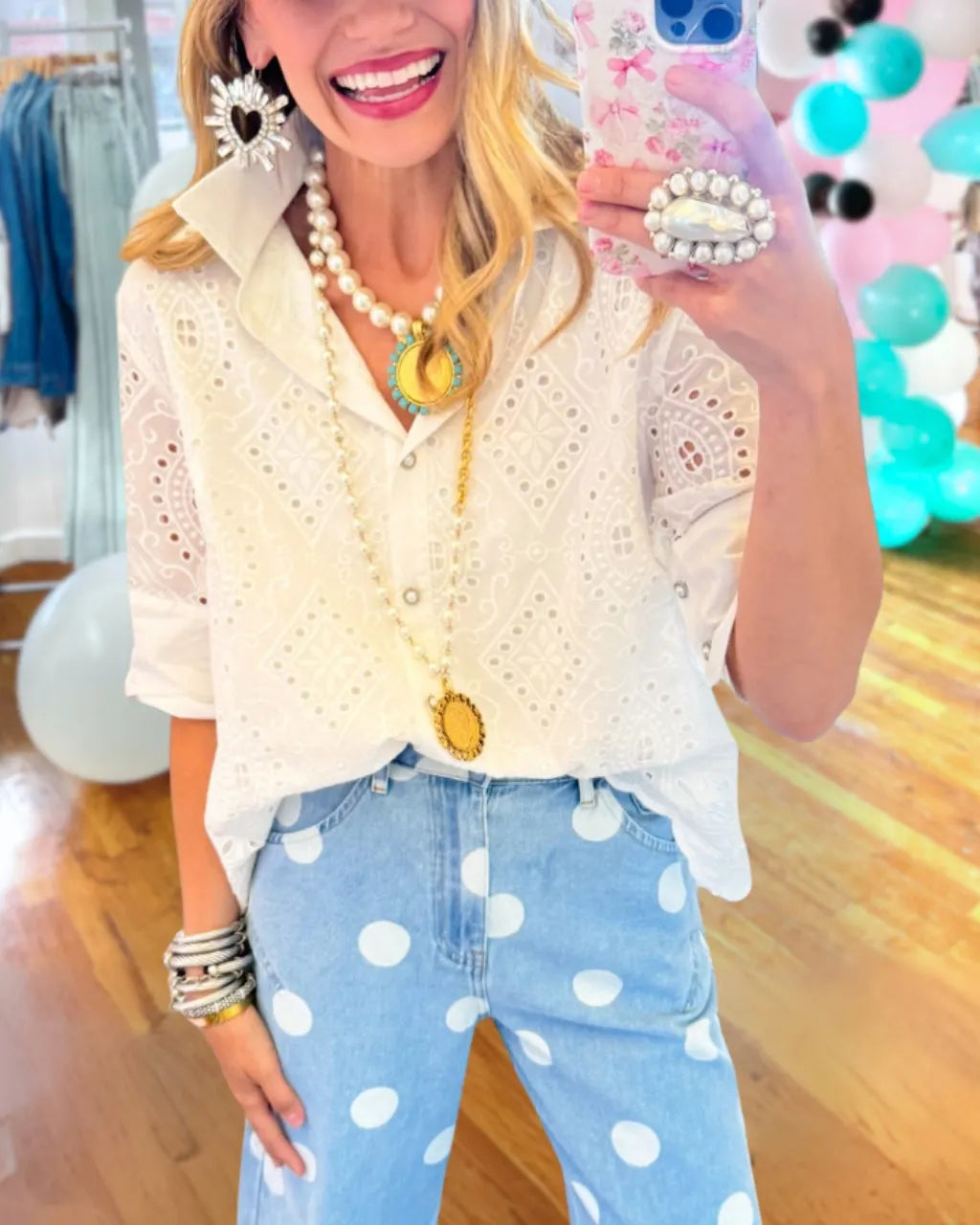 The Eyelet Scallop Blouse