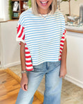 Colorblock Striped Crop Tee