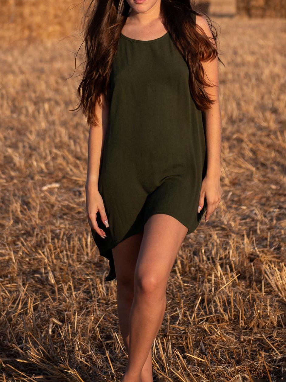 Sleeveless Boho Tunic With Lace Back ¨C Flowy Summer Tunic Dress