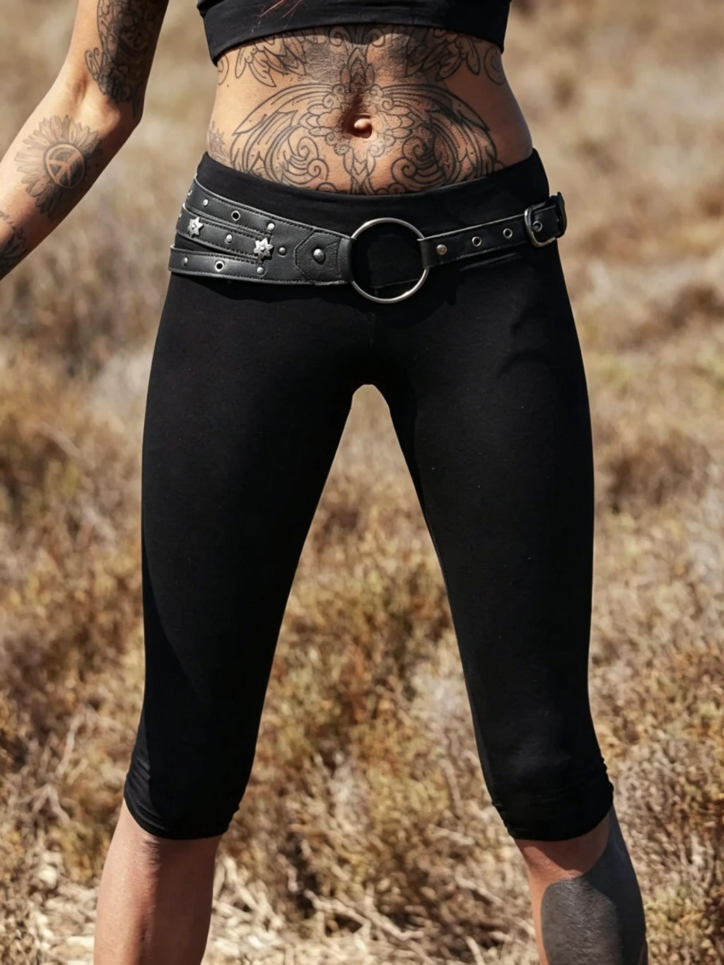Solid Black Capri Leggings in Stretchy Viscose Spandex