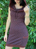 Sleeveless Portal Dress / Cotton Cowl Hooded Dress with Pockets