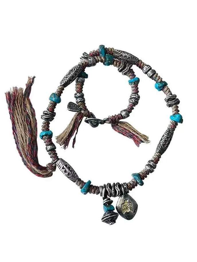 Vintage Colorful Braided Cord Necklace