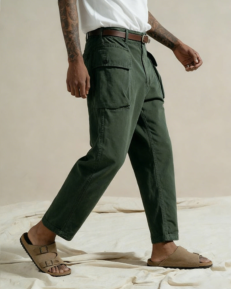 Retro Military Green Paratrooper Multi-pocket Cargo Pants