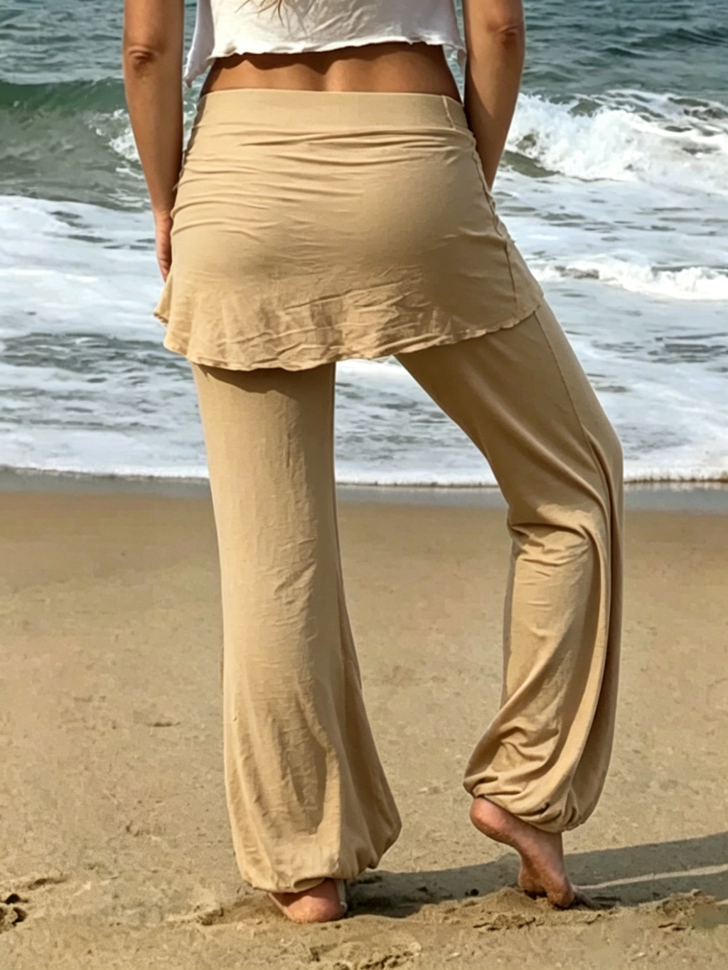 YOGA SKIRT PANTS, Brown Yoga Pants, Skirted Pants, Hoop Pants