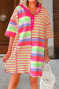 Multi-Stripe Collar Mini Dress