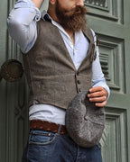 Vintage Heather Charcoal©\Brown Minimal Tailored  Vest