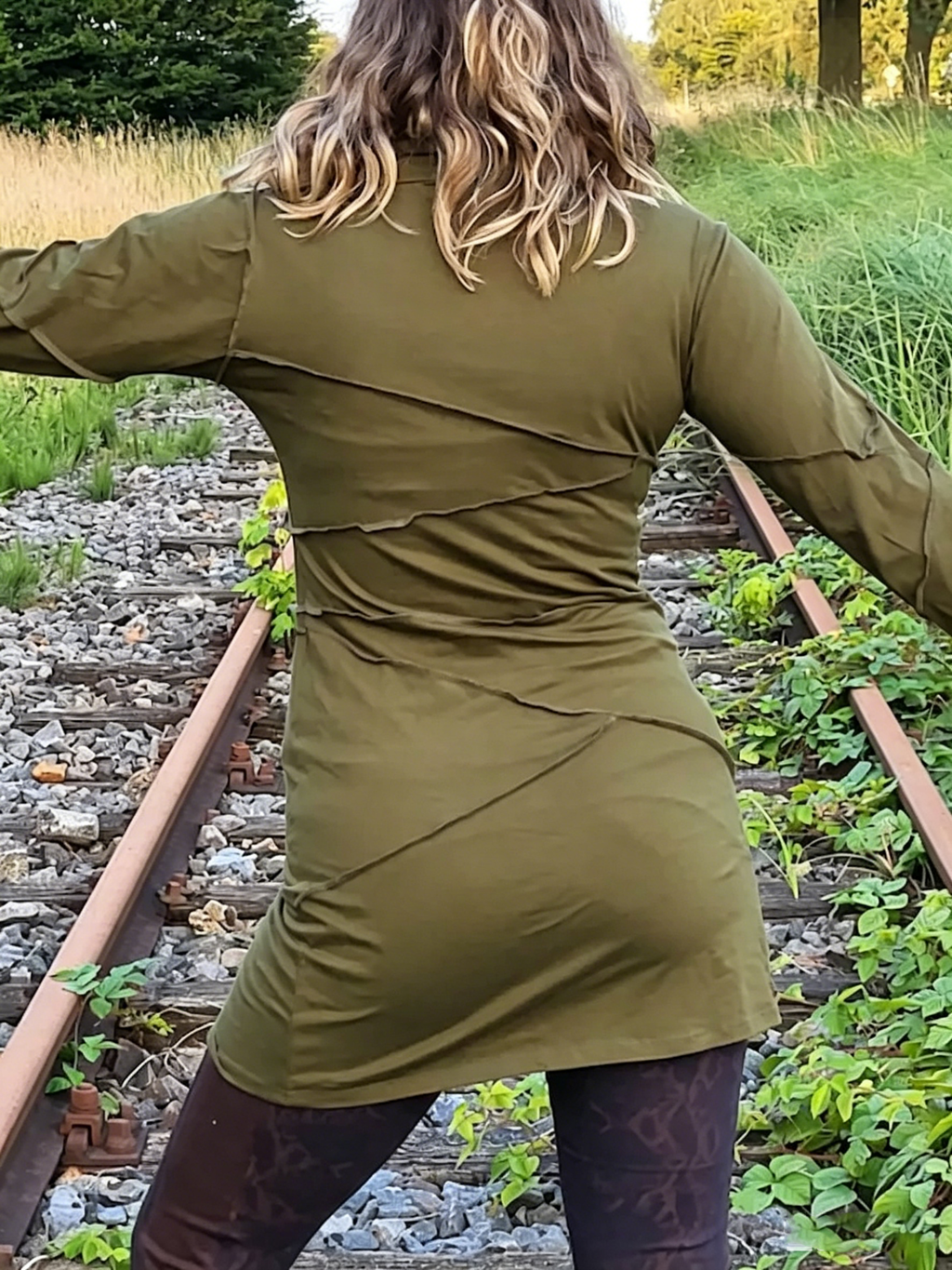 Fitted Long Sleeve Short Dress, Turtle Neck Cotton Stretch Thumbhole Mini Dress, Alternative Festival Clothing