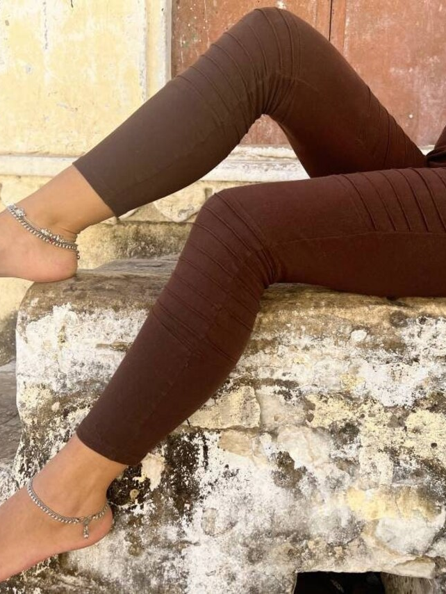 Brown leggings with seams, Ethnic leggings, Psytrance, Punk, Cyberpunk