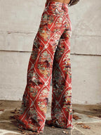 Women's Aztec Race Print Casual Wide Leg Pants