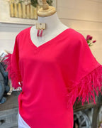 Flamingo Feather Top-Red