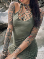 Open Back Lace-Up Summer Dress