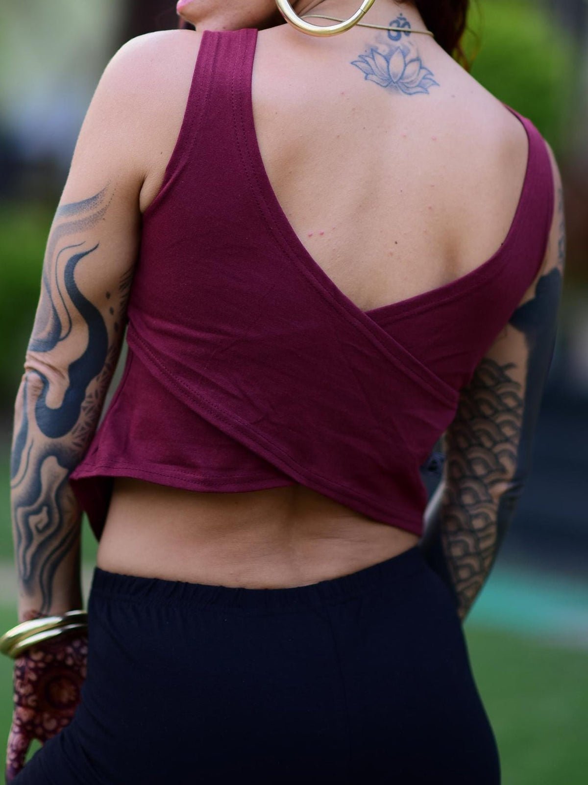 Boho Spider Back Cotton Spandex Top Women ¨C Handmade Festival Casual Crop Activewear