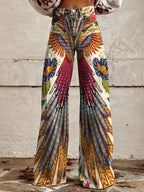 Women's Vintage Tucano Farm Print Casual Wide Leg Pants