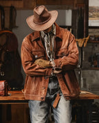 Vintage Lapel Single Breasted Denim Cargo Jacket