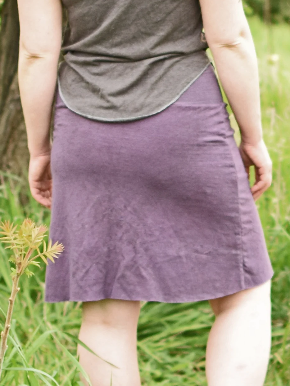 Fold-Over Waist Straight Raw Hem Knit Mini Skirt