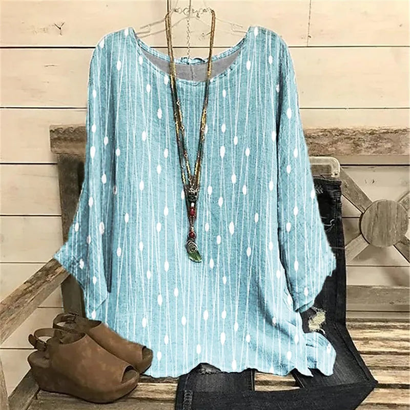 Fashion Casual Elegant Round Neck Printing Long Sleeve T-Shirt