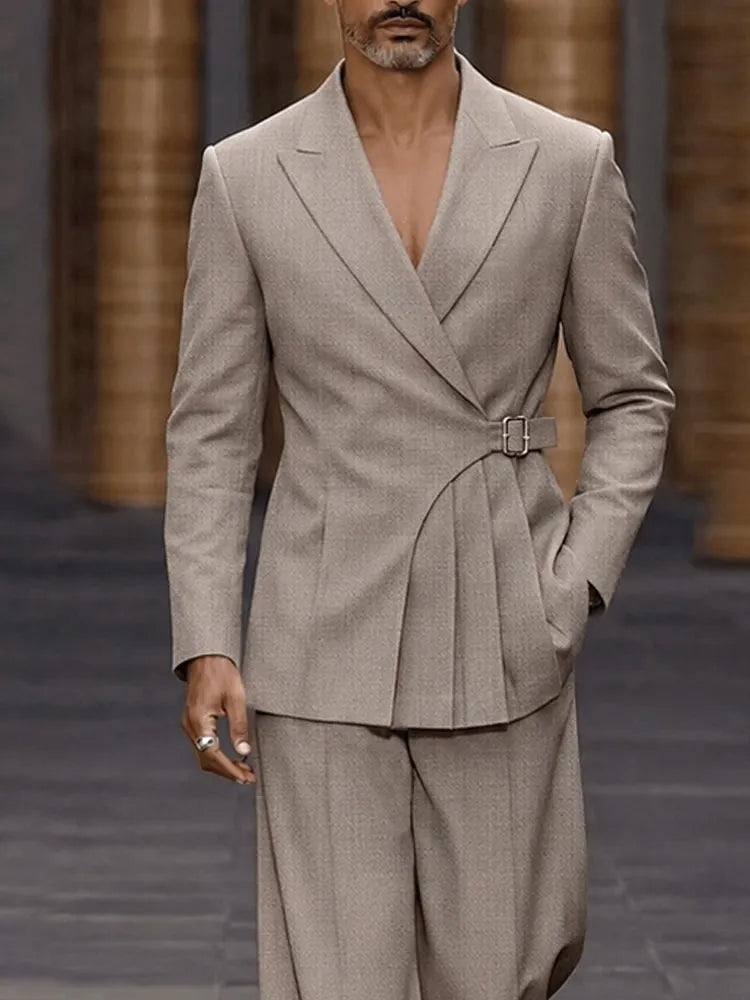 Smart Casual Pleated Design Suit Set