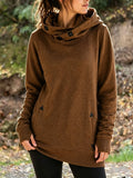 Cowl Neck Hooded Long Sleeve Sweatshirt