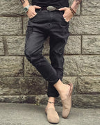 Vintage Black Washed Distressed Slim©\Tapered Denim Jeans