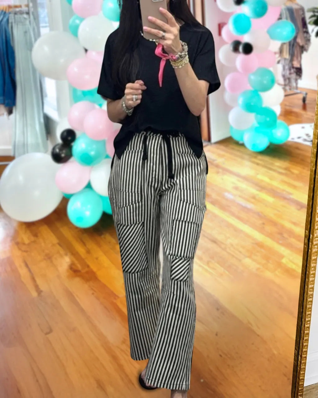 Stylish Patch Striped Pants