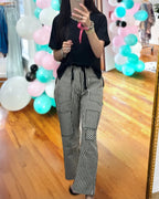 Stylish Patch Striped Pants