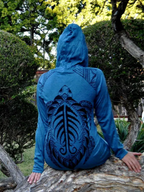 Cotton Longsleeve Tunic Dress: Turtle Logo Boho Beach Cover-up