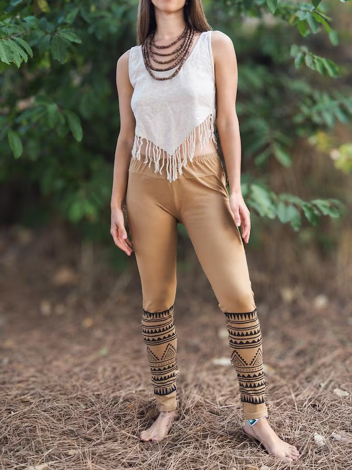 Cotton Tribal Print Leggings - Boho Yoga Pants