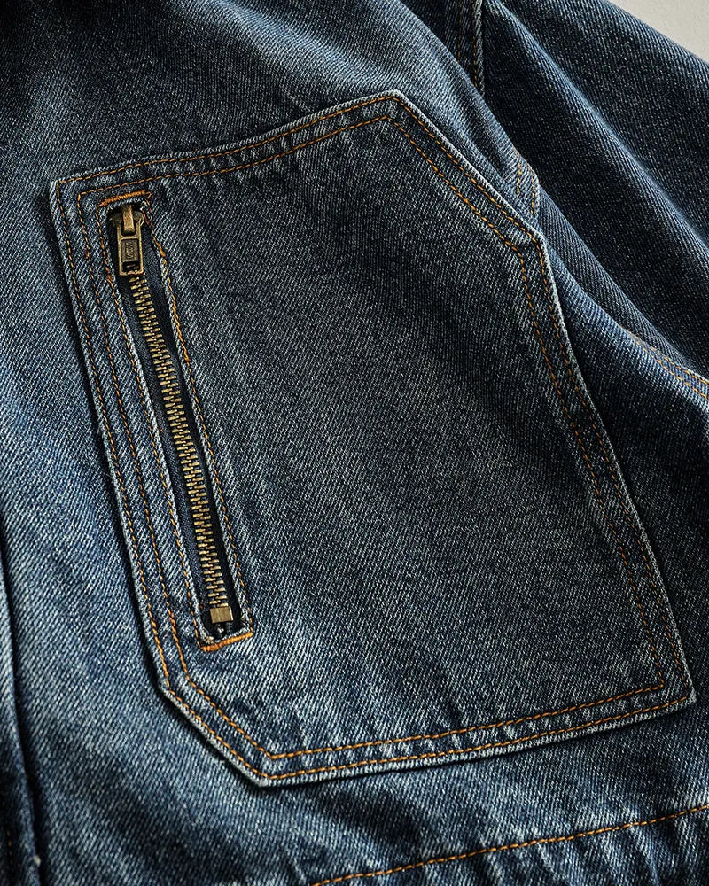 Vintage Washed Multi©\Pocket Field Utility Denim Jacket