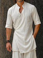 Minimalist Cotton Longline Wrap Shirt Pants Set