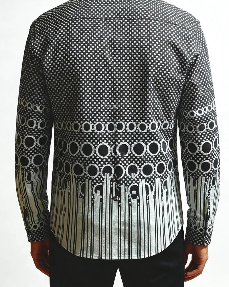 Vintage Black Mixed Geometric Graphic Print Long Sleeve shirt