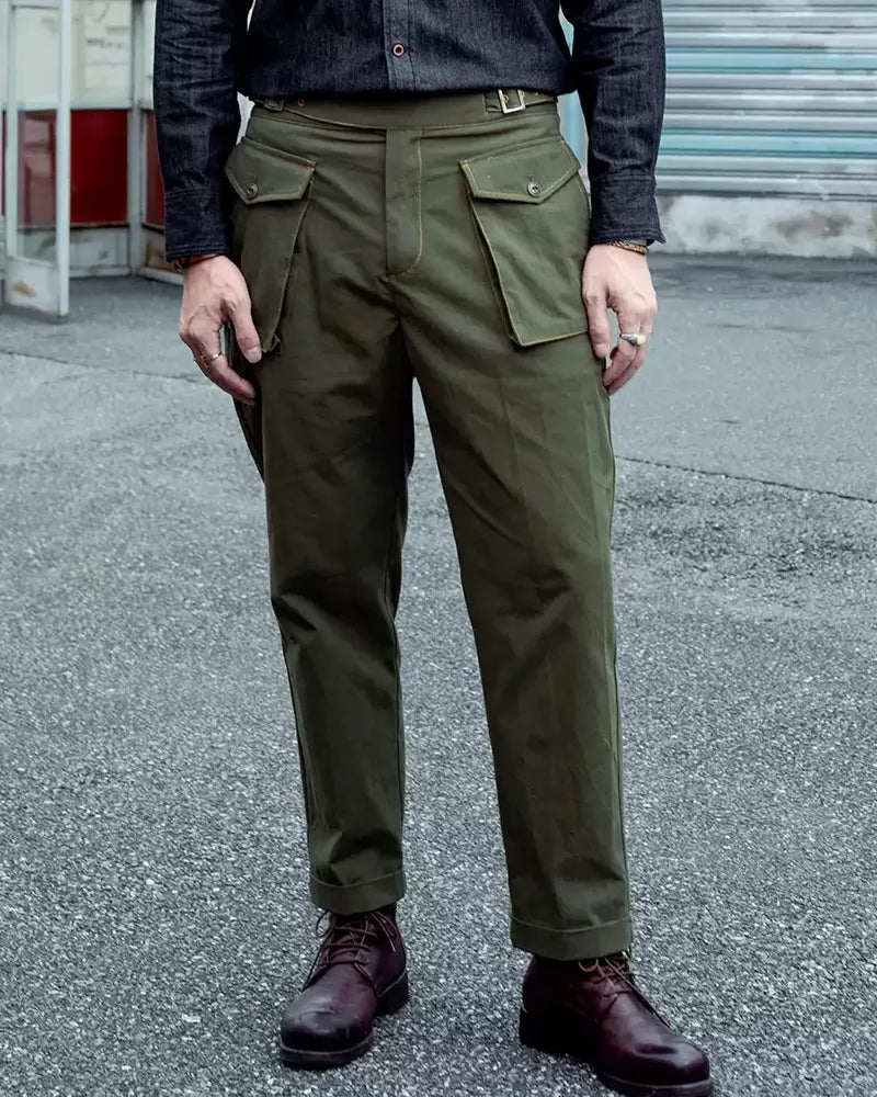 Vintage Army©\Green Military©\Issue Relaxed©\Tapered Combat Cargo Trousers